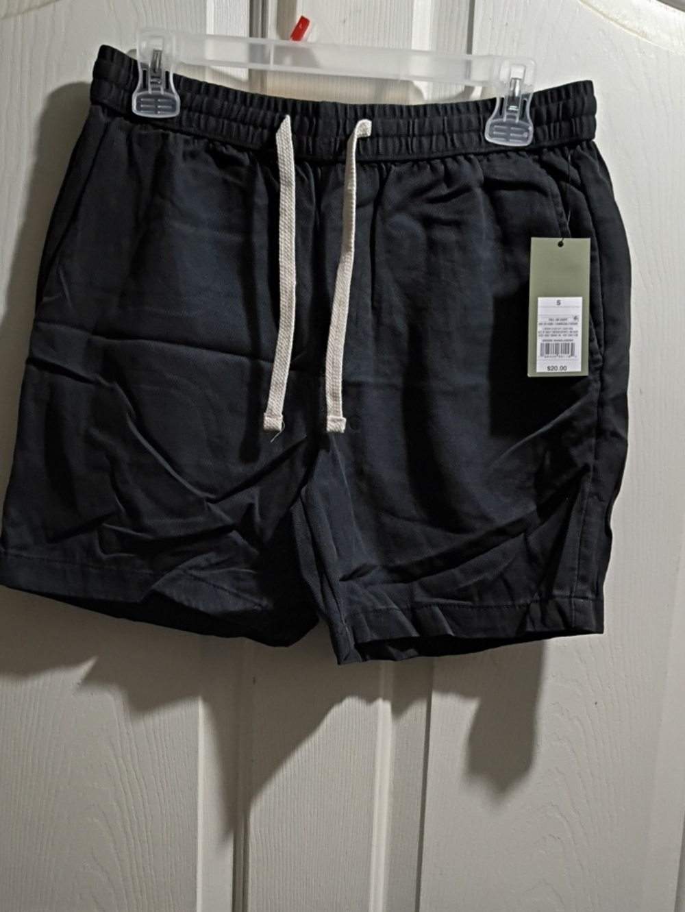 Men's Black Athletic Drawstring Shorts with Cream Tie